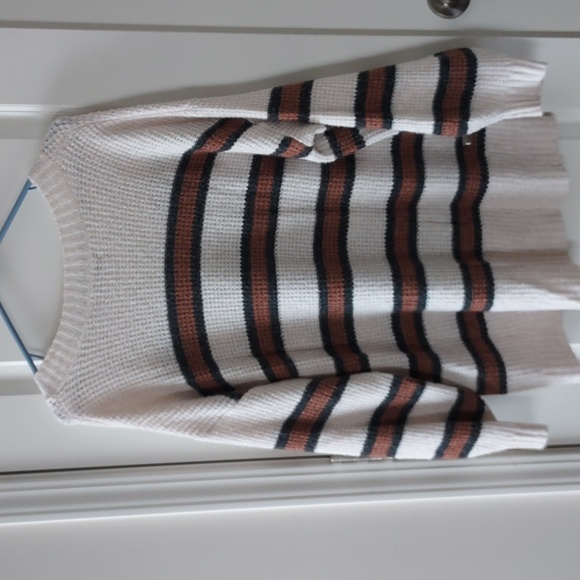 American Eagle s/p long sleeve v neck sweater white black brown - Picture 9 of 11